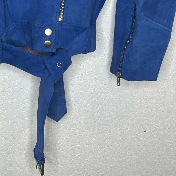 NWT BLUE Free People Drapey Suede Moto Jacket Large - Picture 5 of 16